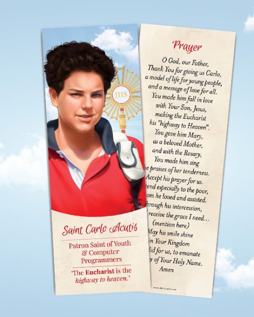 St. Carlo Acutis: PLASTIC PAPER Bookmark - SCA-26- Pack of 50