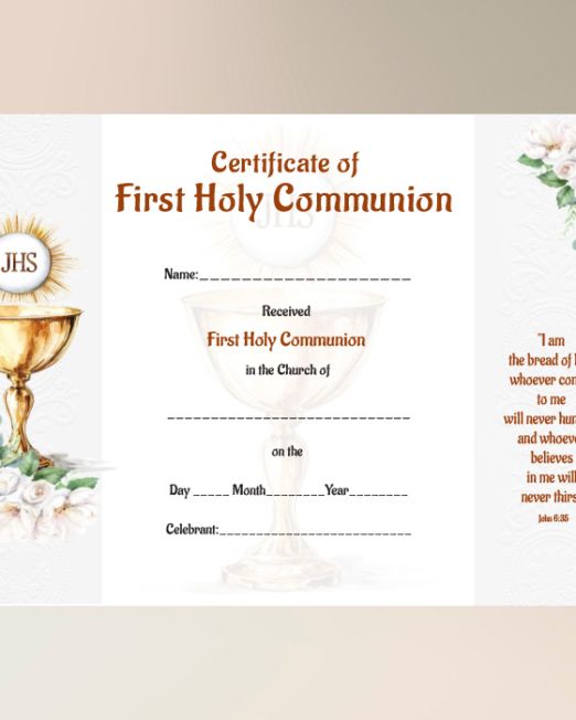 Holy Communion Certificate CTH-1- Pack 100