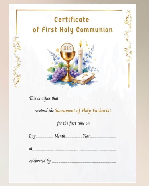 Holy Communion Certificate CTH-4- Pack 100